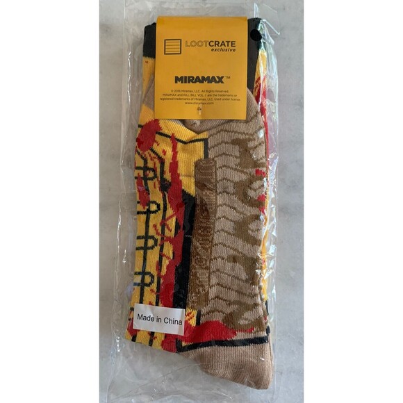 Kill Bill Vol. 1 Loot Crate Exclusive Socks Miramax 2016 - NEW Yellow Red Blood - Picture 2 of 2